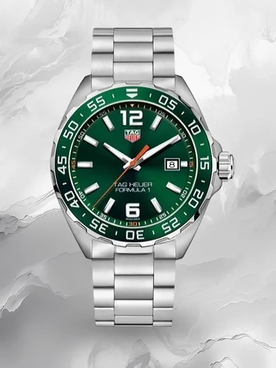 Best Swiss TAG Heuer Formula 1 WAZ1017.BA0842 Replica Watch - 43mm Green Dial & Stainless Steel, 100m Waterproof
