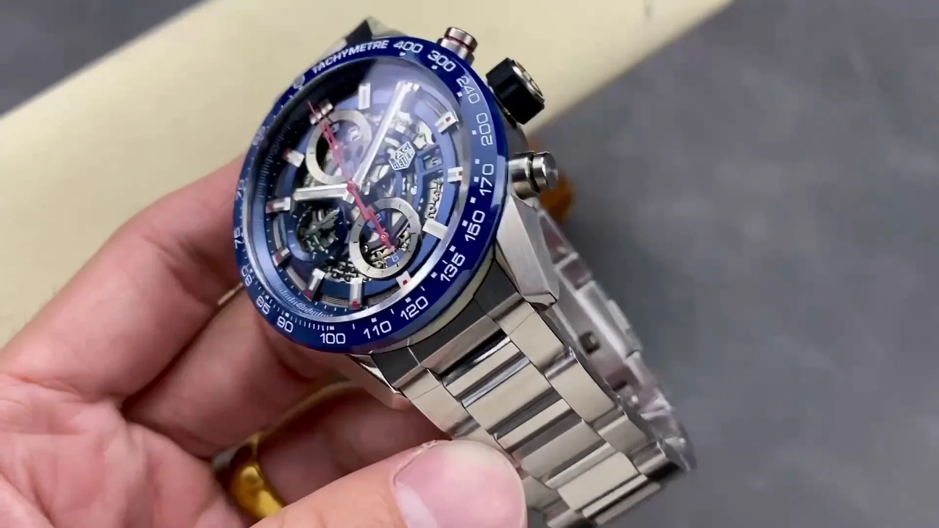 Best Swiss TAG Heuer Carrera CAR201T.BA0766 Replica - 43mm Blue Skeleton Dial, 100m Waterproof