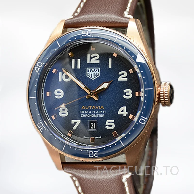 Tag Heuer Autavia 43mm WBE5190-002 Men Rose Gold-tone