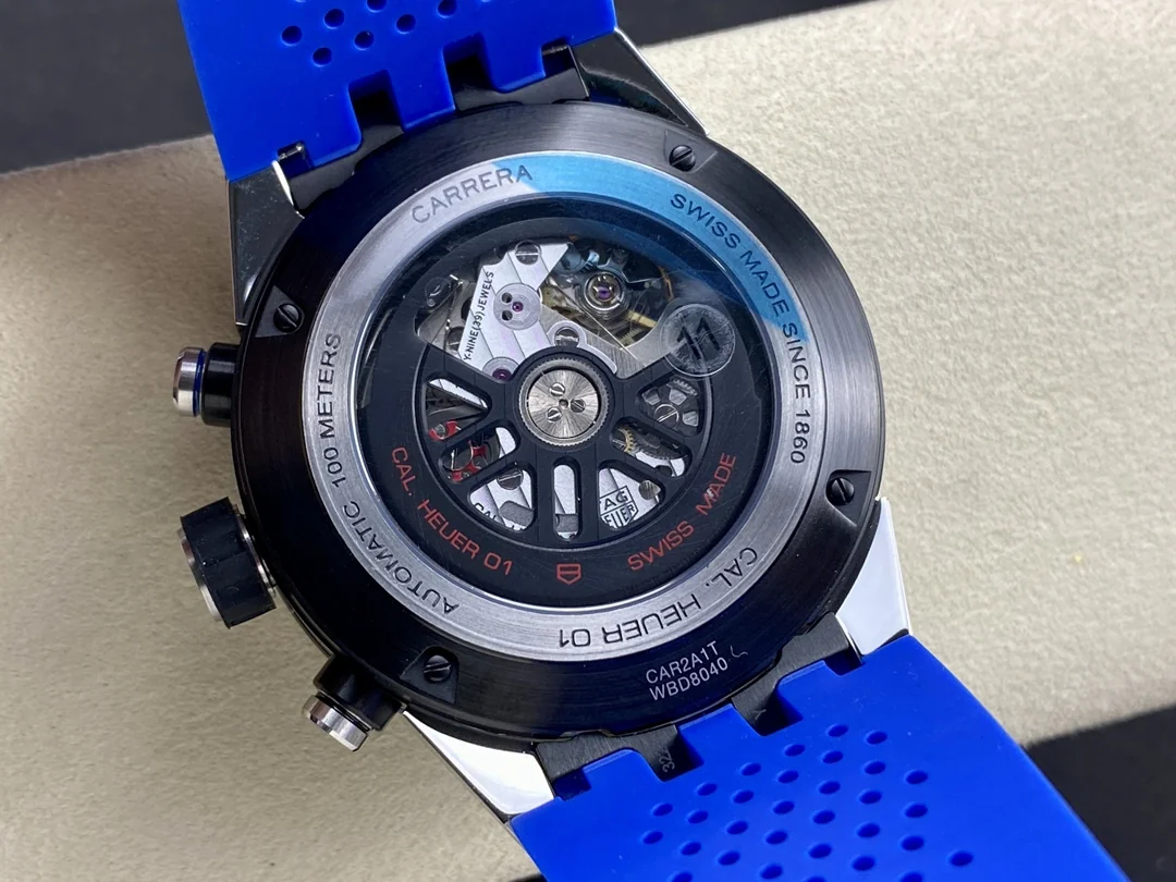 Swiss Replica TAG Heuer Carrera CAR2C12.FC6327 - 43mm Blue Rubber Men's Watch with Sapphire Crystal