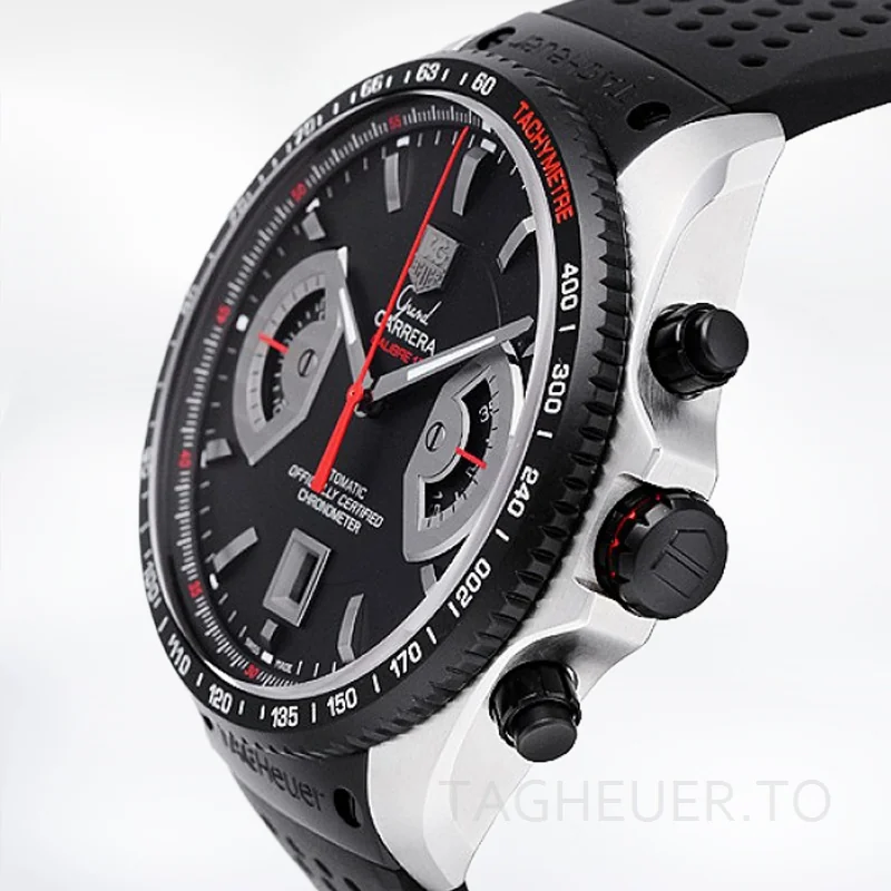 Tag Heuer Grand Carrera Men's CAV511C.FT6016 43mm Quartz Rubber Band