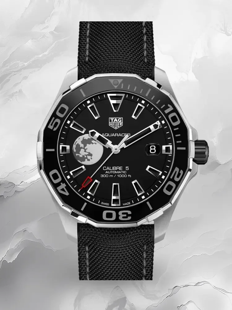 Best AAA Tag Heuer Aquaracer WAY201J.FC6370 Replica Watch with Black Dial and Moon Pattern - Men's Automatic Timepiece