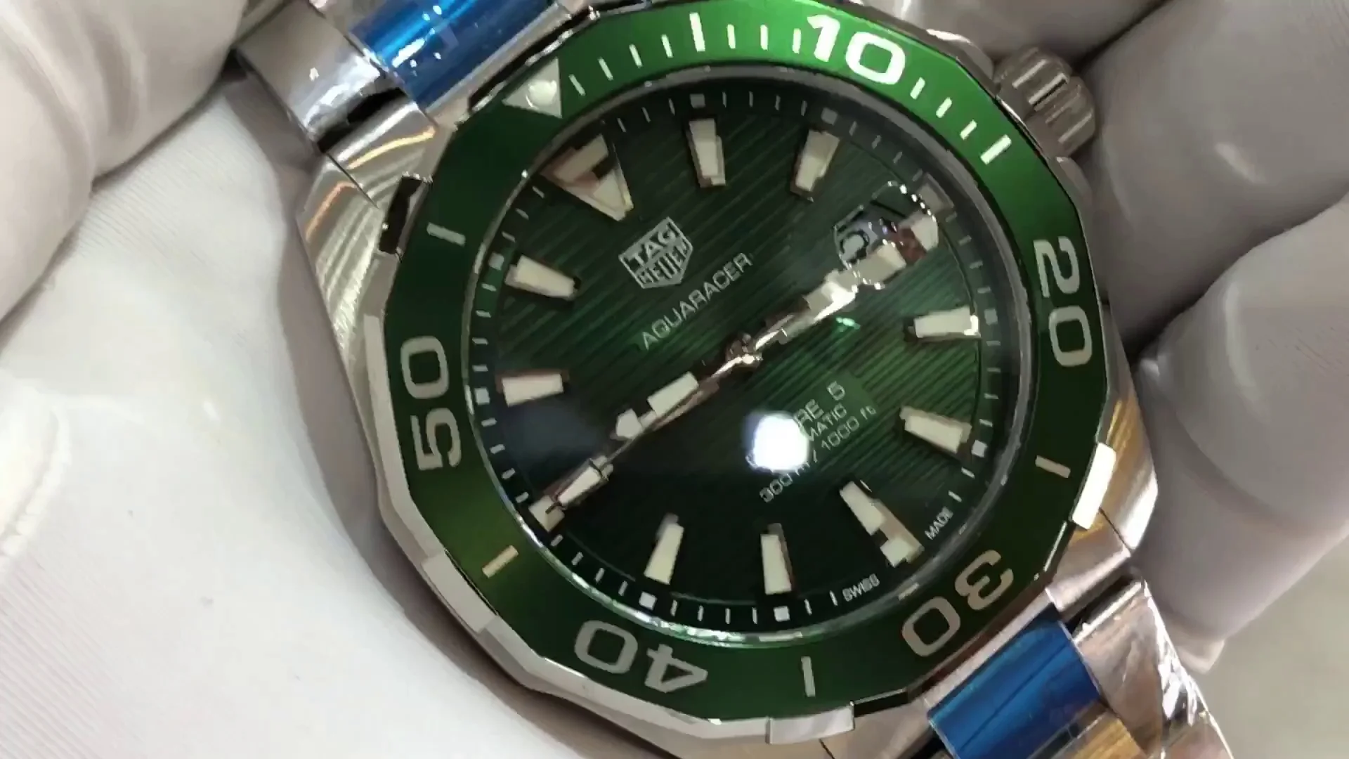 TAG Heuer Aquaracer Super Clone Swiss Men's Watch - 43mm Green Dial, 100M Water Resistant