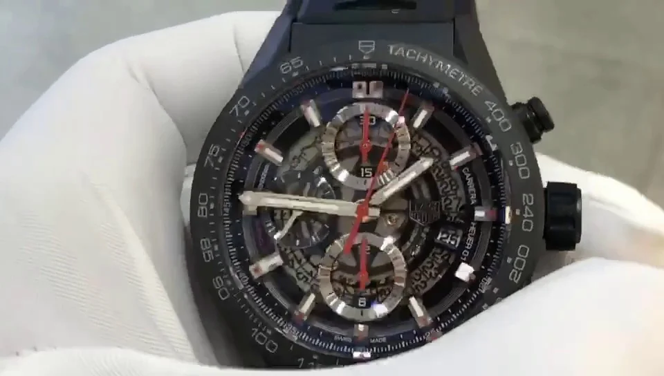 TAG Heuer Carrera CAR2090.FT6088 Replica Swiss Super Clone - 43mm Black Dial Ceramic Bezel | 100M Waterproof