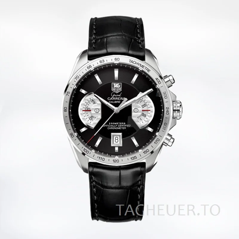 Tag Heuer Grand Carrera Men CAV511A.FC6225 43mm Black Dial Silver-tone