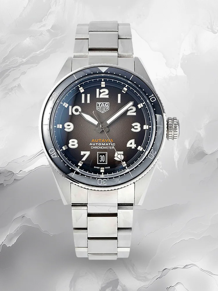Tag Heuer Autavia WBE5114.EB0173 Swiss Super Clone Replica - 43mm Stainless Steel, Retro Smoky Dial, 100M Waterproof