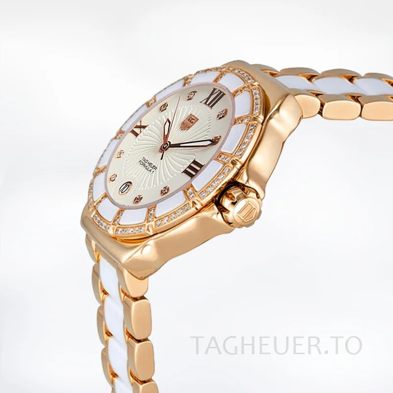 Tag Heuer Formula 1 Ladies Formula1WDB-009 38mm Rose Gold-tone White Dial