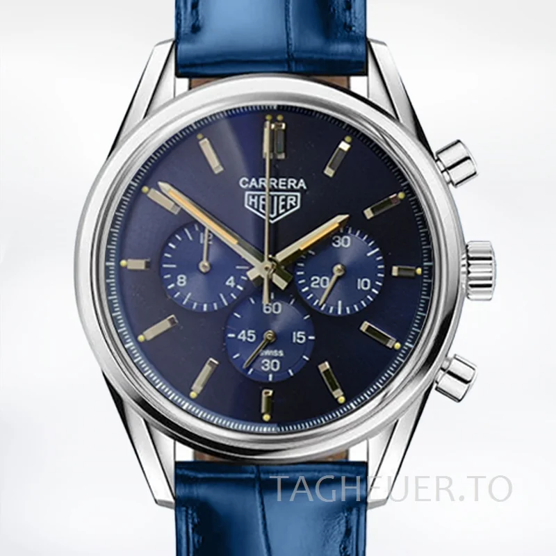 Tag Heuer Carrera 43mm CBK221B-001 Men Silver-tone Blue Dial