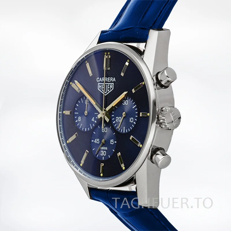 Tag Heuer Carrera 43mm CBK221B-001 Men Silver-tone Blue Dial