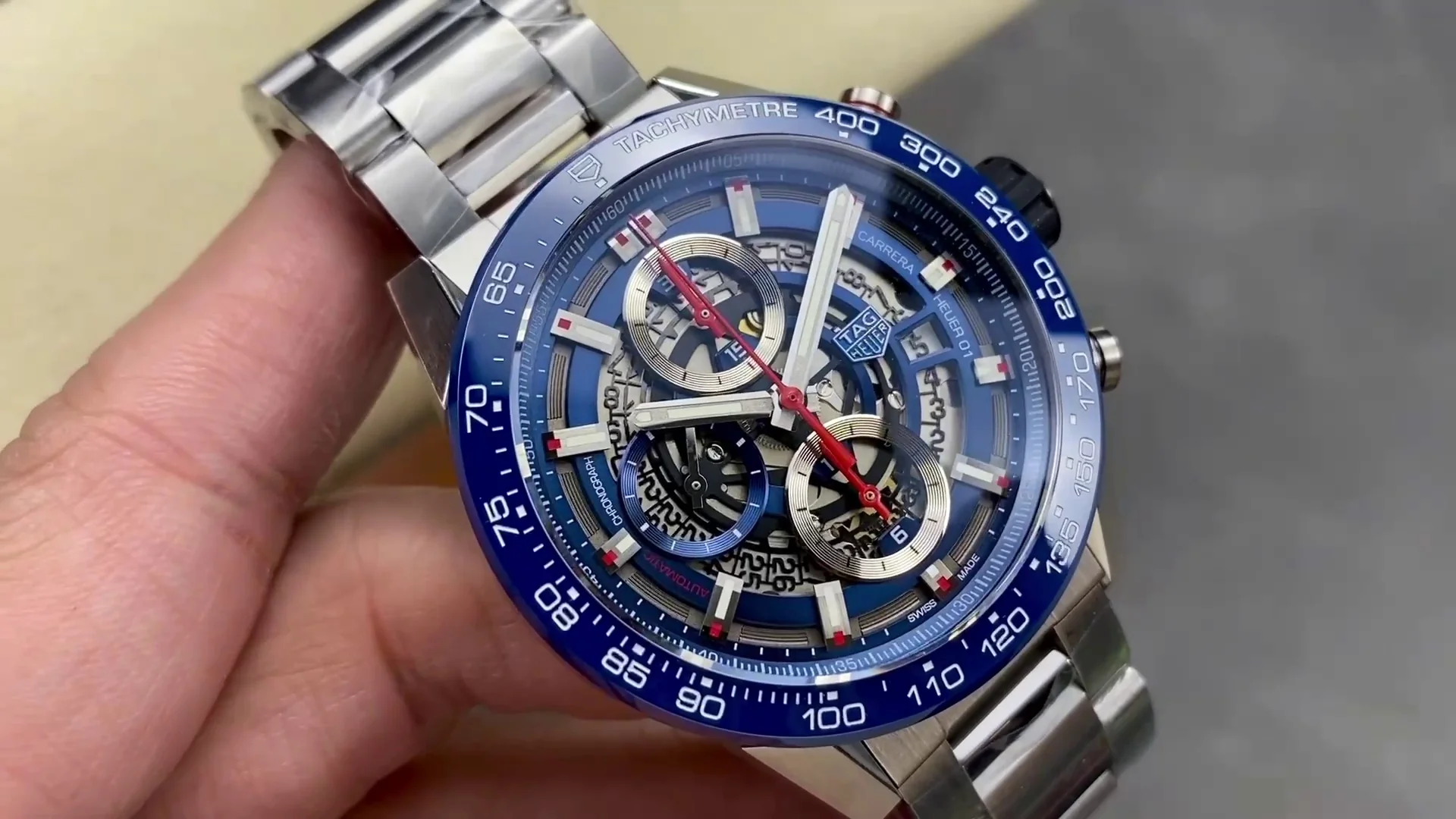 Best Swiss TAG Heuer Carrera CAR201T.BA0766 Replica - 43mm Blue Skeleton Dial, 100m Waterproof