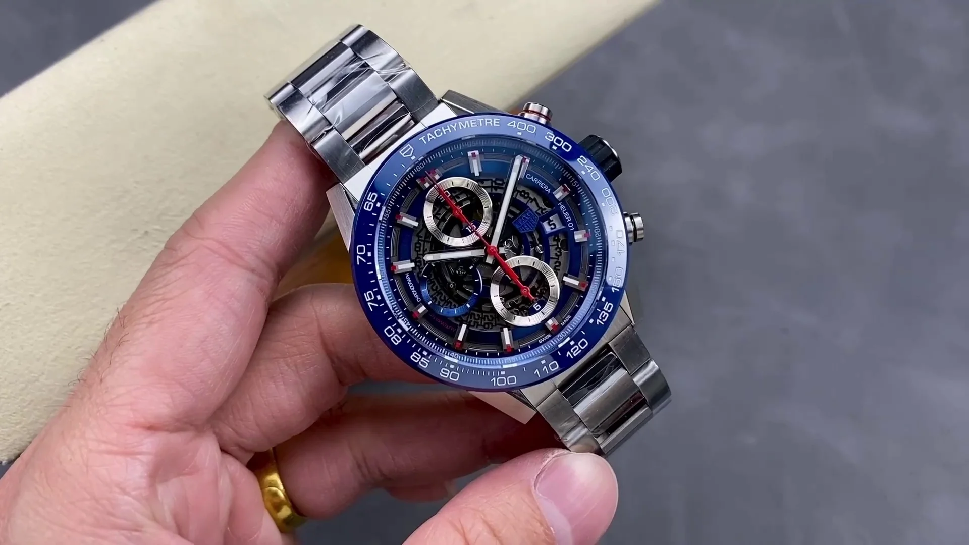 Best Swiss TAG Heuer Carrera CAR201T.BA0766 Replica - 43mm Blue Skeleton Dial, 100m Waterproof