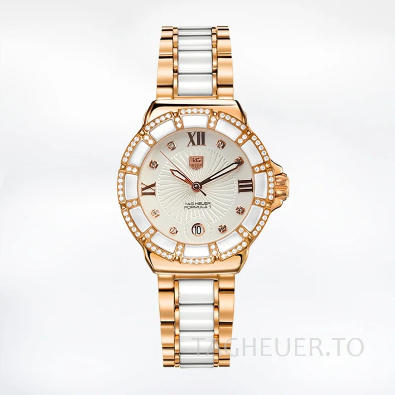 Tag Heuer Formula 1 Ladies Formula1WDB-009 38mm Rose Gold-tone White Dial