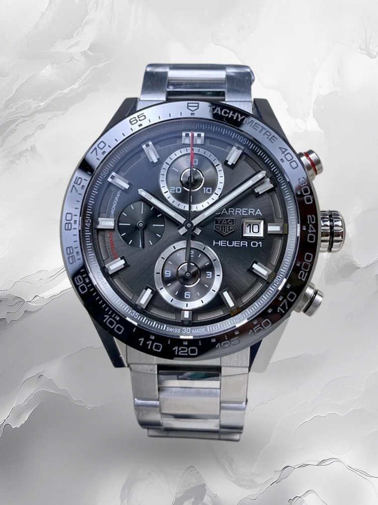 Best Swiss TAG Heuer Carrera CAR201W.BA0714 Replica Watch - 43mm Grey Dial, Stainless Steel, 50m Waterproof