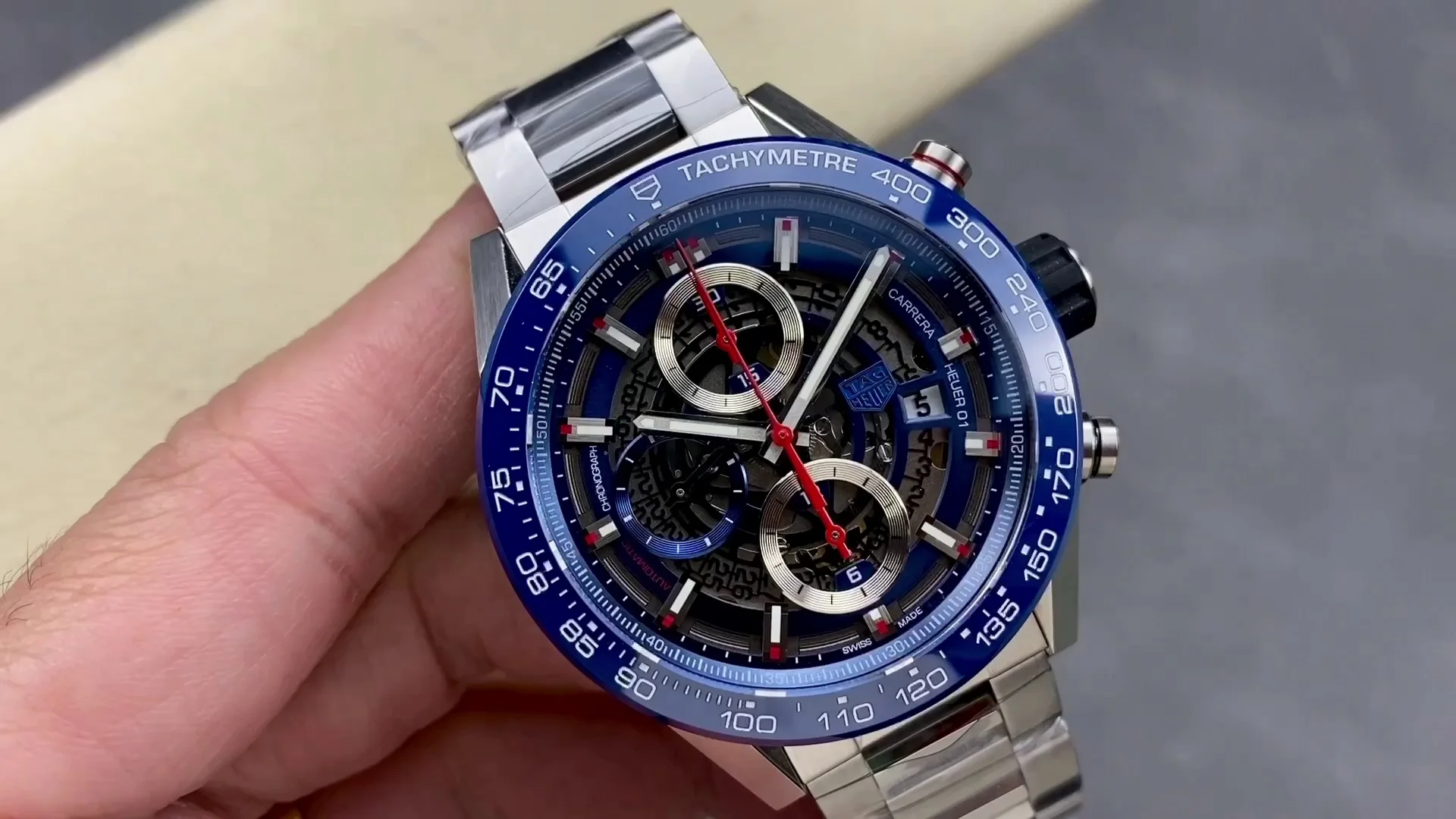 Best Swiss TAG Heuer Carrera CAR201T.BA0766 Replica - 43mm Blue Skeleton Dial, 100m Waterproof