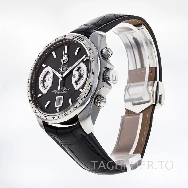 Tag Heuer Grand Carrera Men CAV511A.FC6225 43mm Black Dial Silver-tone