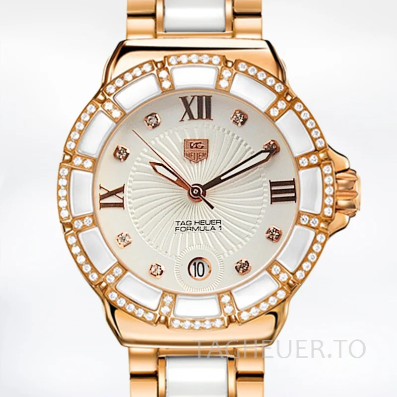 Tag Heuer Formula 1 Ladies Formula1WDB-009 38mm Rose Gold-tone White Dial