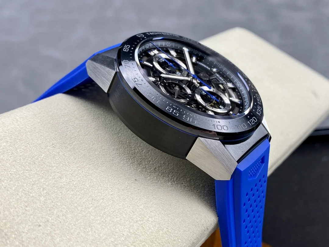Swiss Replica TAG Heuer Carrera CAR2C12.FC6327 - 43mm Blue Rubber Men's Watch with Sapphire Crystal