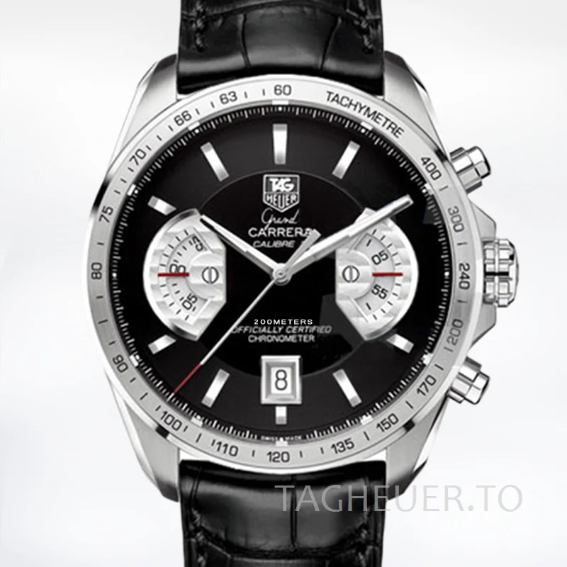 Tag Heuer Grand Carrera Men CAV511A.FC6225 43mm Black Dial Silver-tone