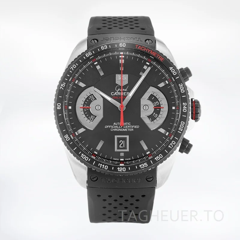 Tag Heuer Grand Carrera Men's CAV511C.FT6016 43mm Quartz Rubber Band